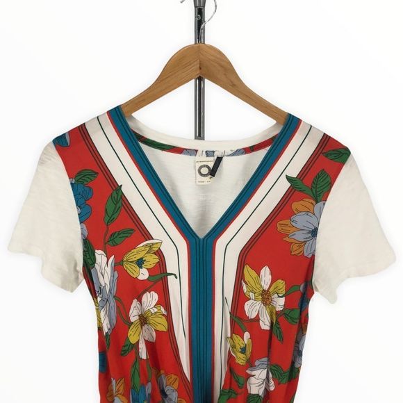 Akemi + Kin Anthro Floral Print Tie Waist T-Shirt Top size XS - Picture 3 of 12